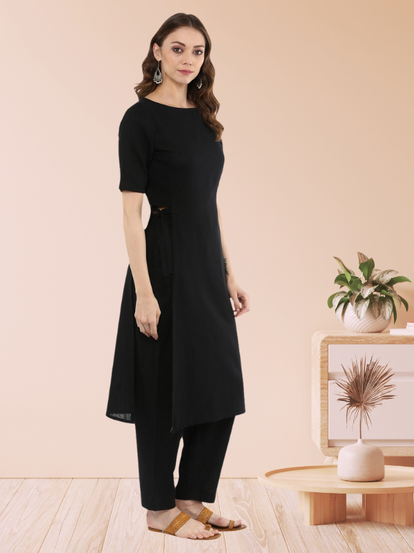 Black Straight Kurta With Pants