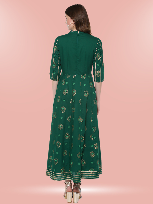 Idalia Green Cotton Anarkali Kurta