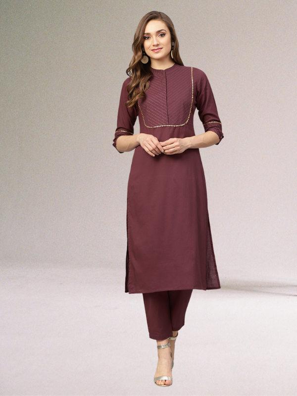 Raspberry Color Kurta With Pants