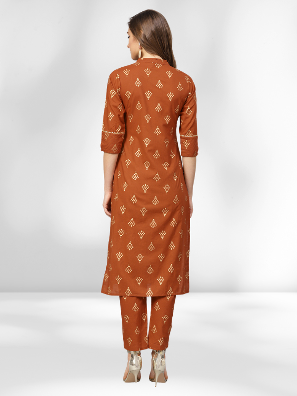 Gold Print Kurta With Pants