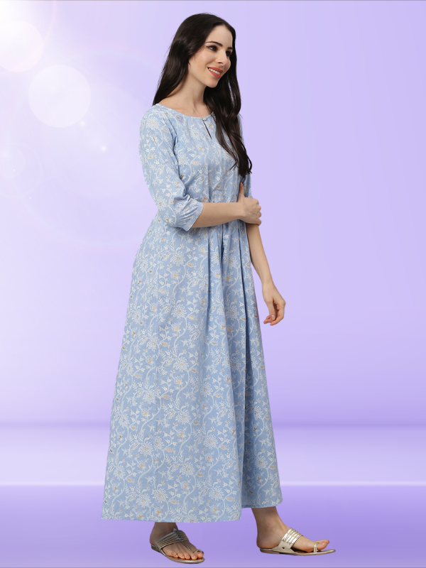 Sage Blue Printed Dress
