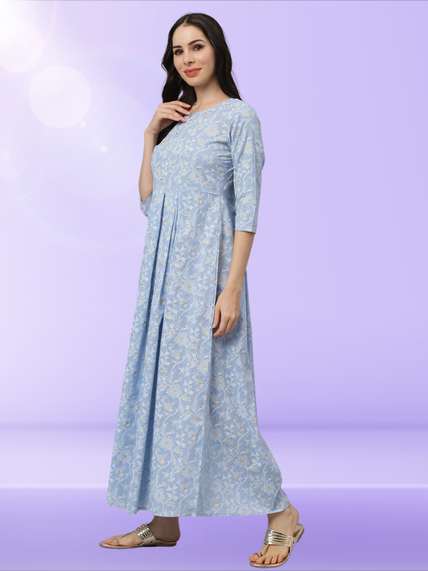 Sage Blue Printed Dress