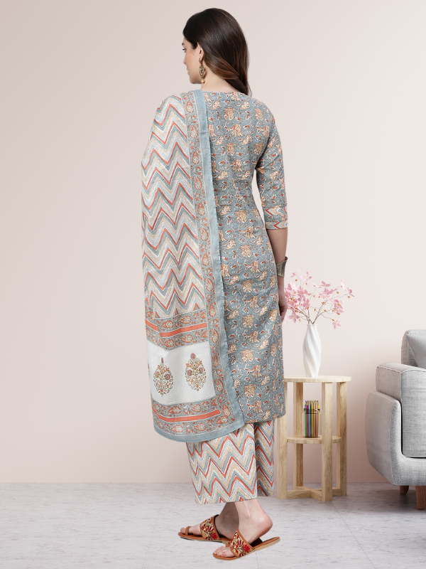 Multi Color Printed Kurta Set With Dupatta