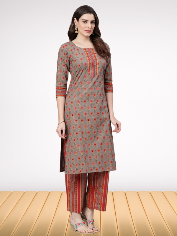 Idalia Sage Green Floral Printed Kurta