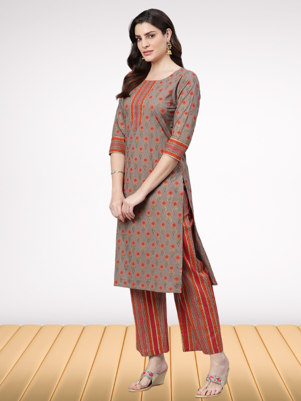 Idalia Sage Green Floral Printed Kurta