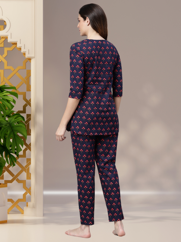 Navy Blue Night Suit Set