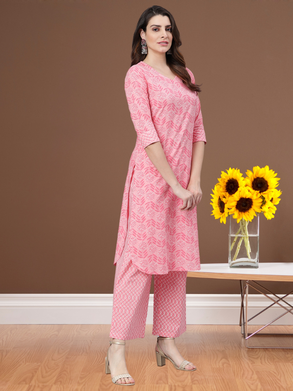 Light Pink Printed Kurta Set