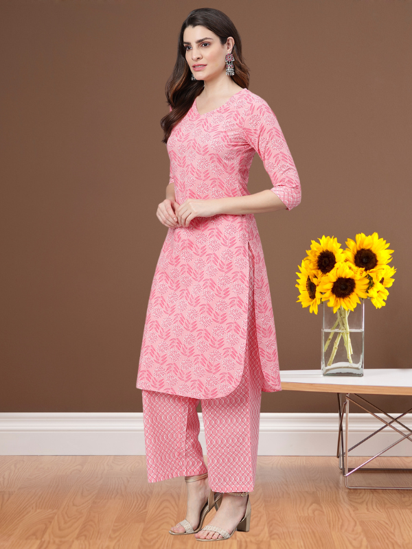 Light Pink Printed Kurta Set