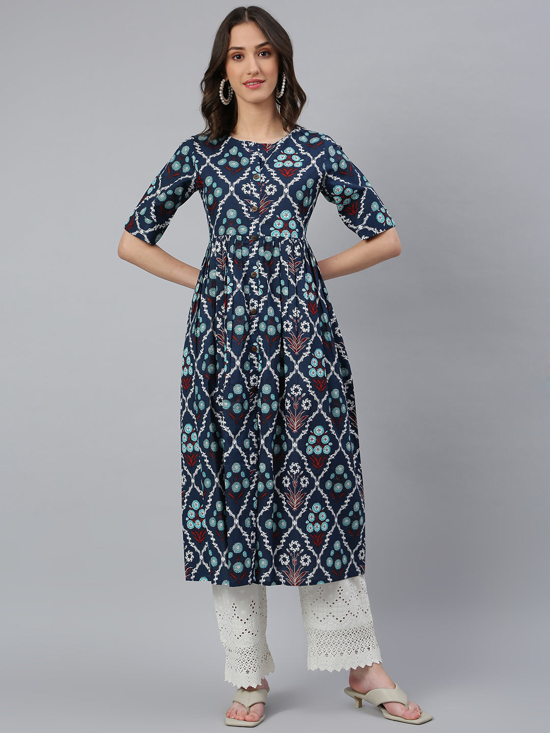 Idalia Rose Gold Straight Solid Kurta With Palazzo Pants