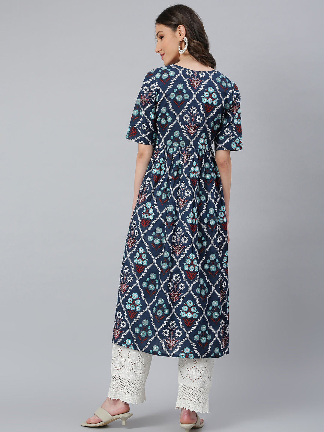 Idalia Rose Gold Straight Solid Kurta With Palazzo Pants