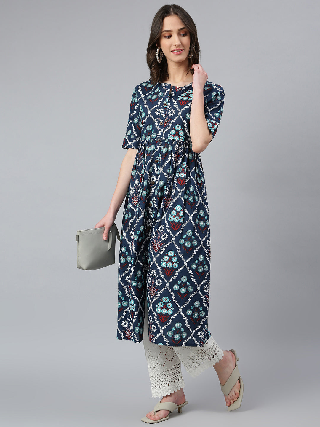 Idalia Rose Gold Straight Solid Kurta With Palazzo Pants
