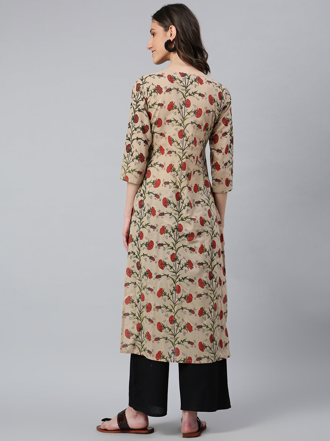Idalia Beige Multicolour Floral Printed Kurta