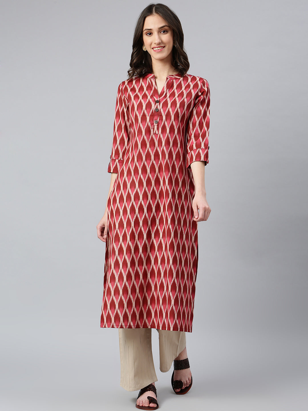 Idalia Red Ikat Kurta