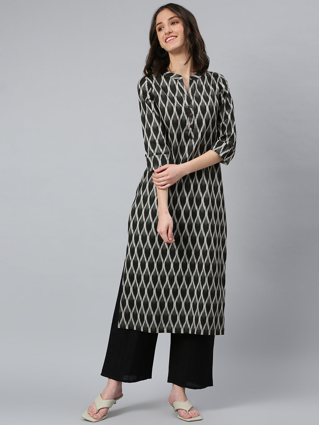 Idalia Black Ikat Kurta