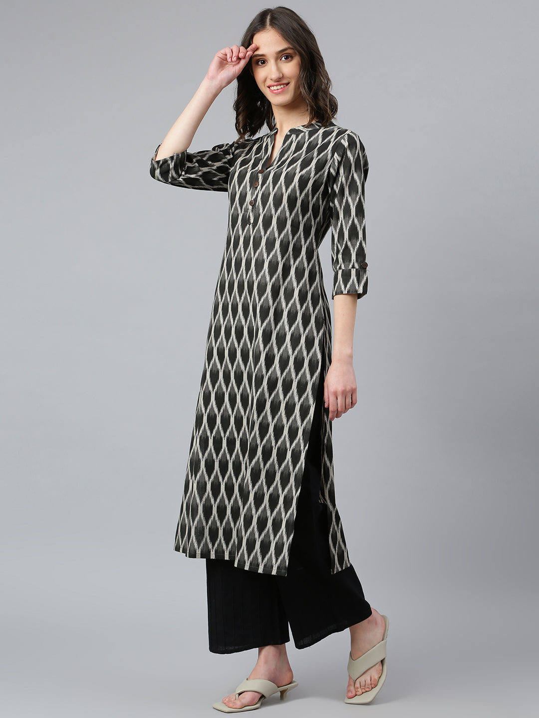 Idalia Black Ikat Kurta