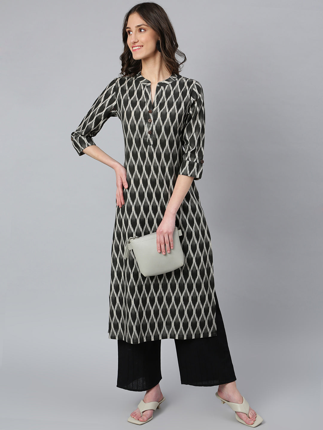 Idalia Black Ikat Kurta