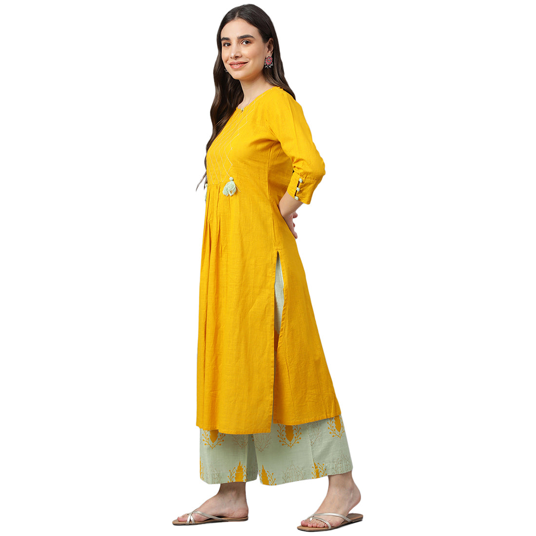 Idalia Navy Blue And Light Pink Cotton Kurta Set