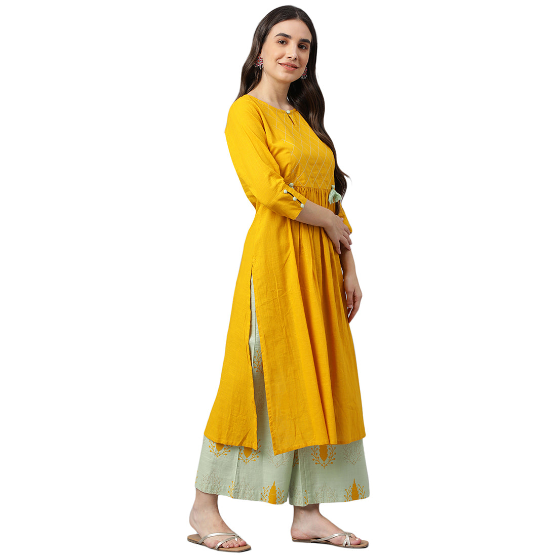 Idalia Navy Blue And Light Pink Cotton Kurta Set