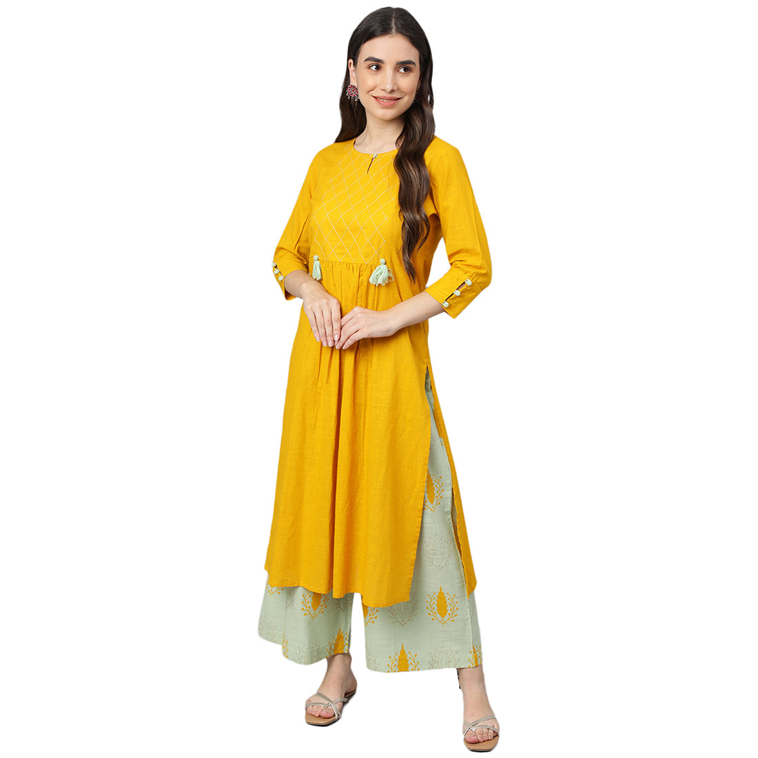 Idalia Navy Blue And Light Pink Cotton Kurta Set