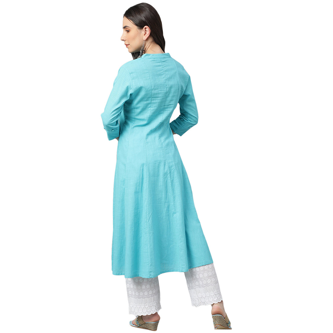 Idalia Sage Blue Cotton Anarkali Kurta