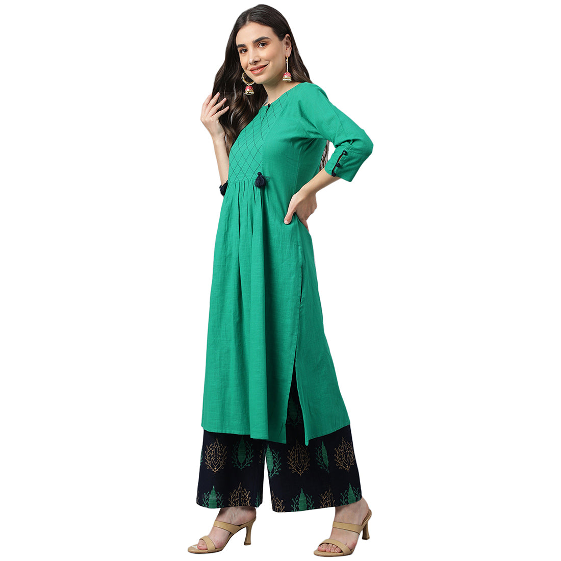 Idalia Navy Blue And Light Pink Cotton Kurta Set