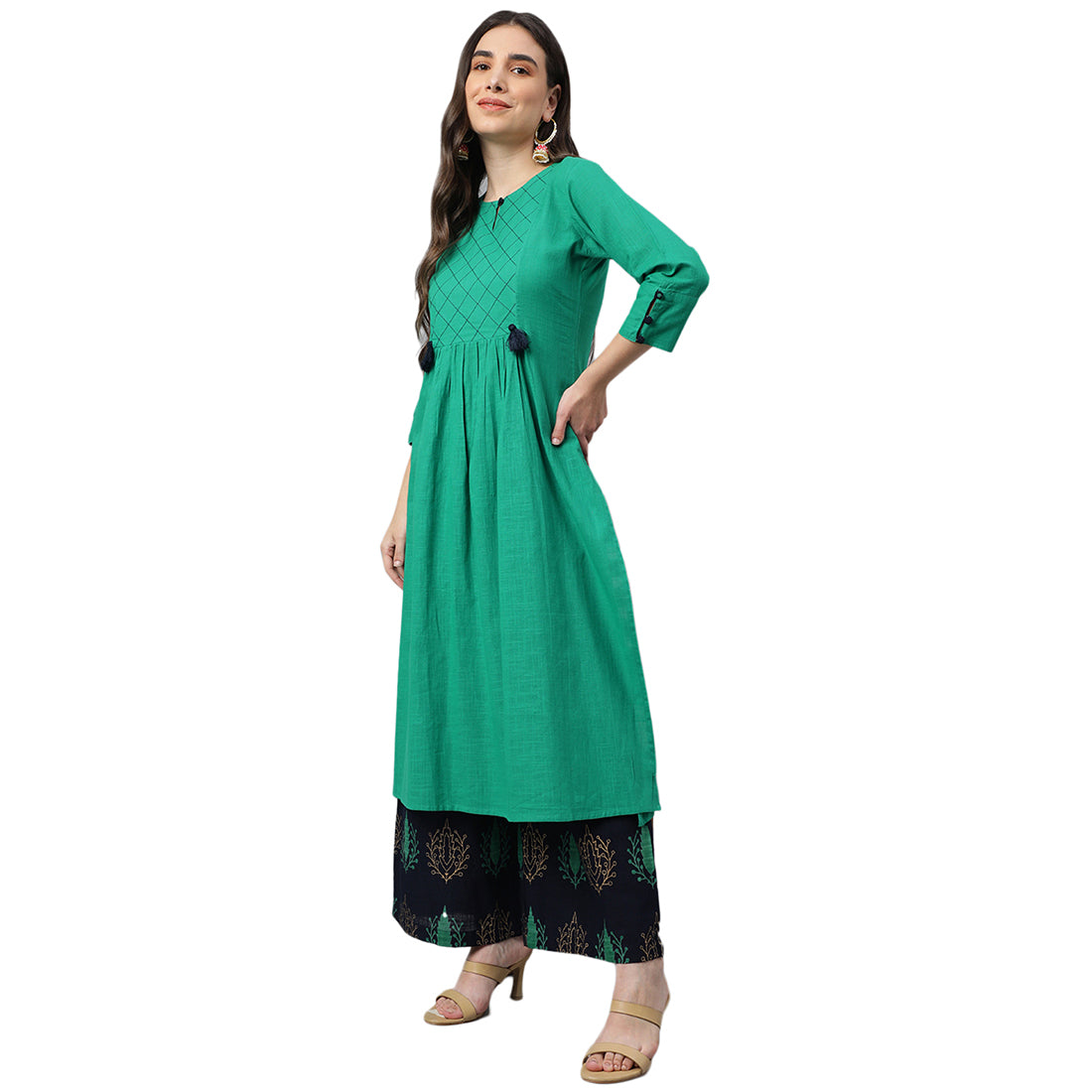 Idalia Navy Blue And Light Pink Cotton Kurta Set