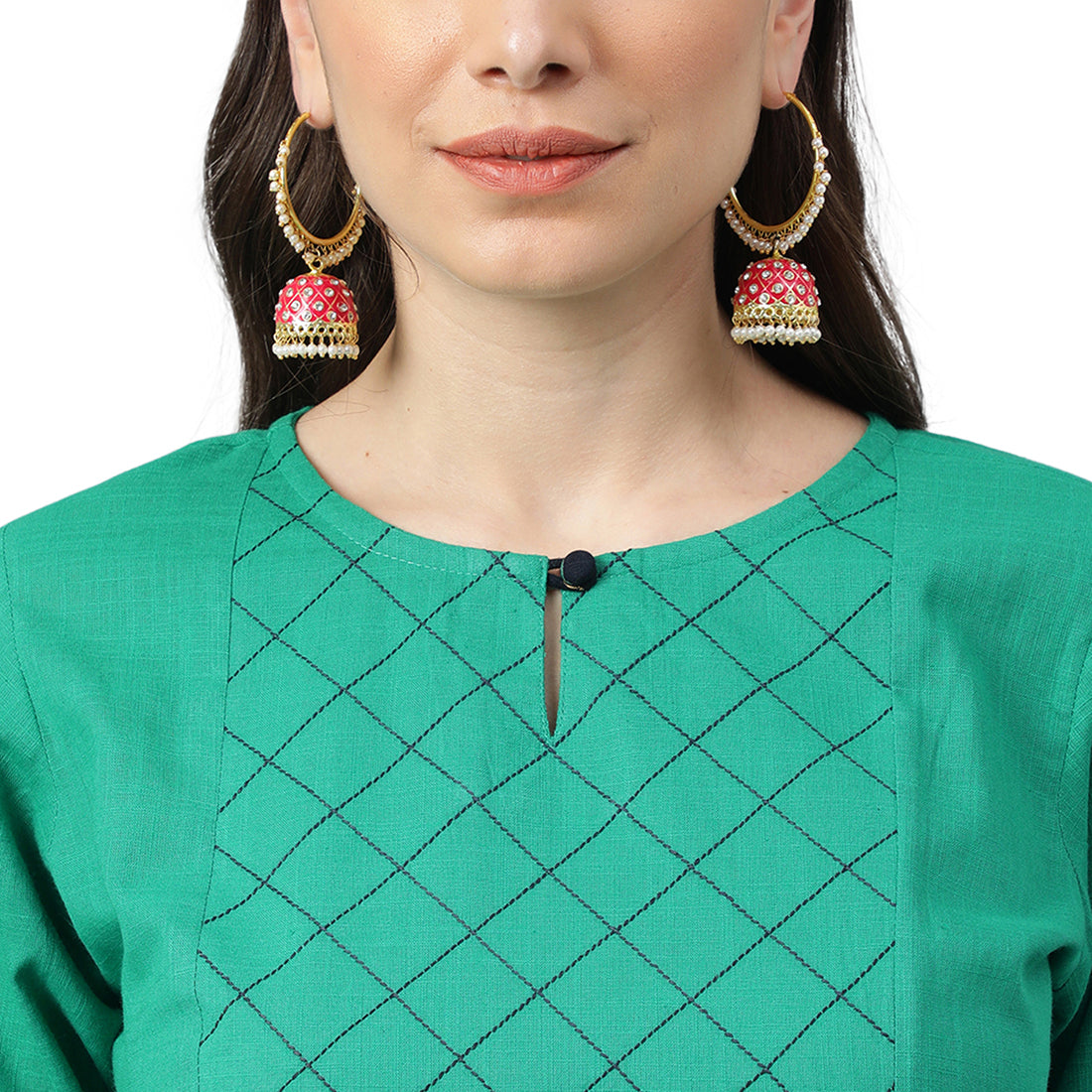 Idalia Navy Blue And Light Pink Cotton Kurta Set