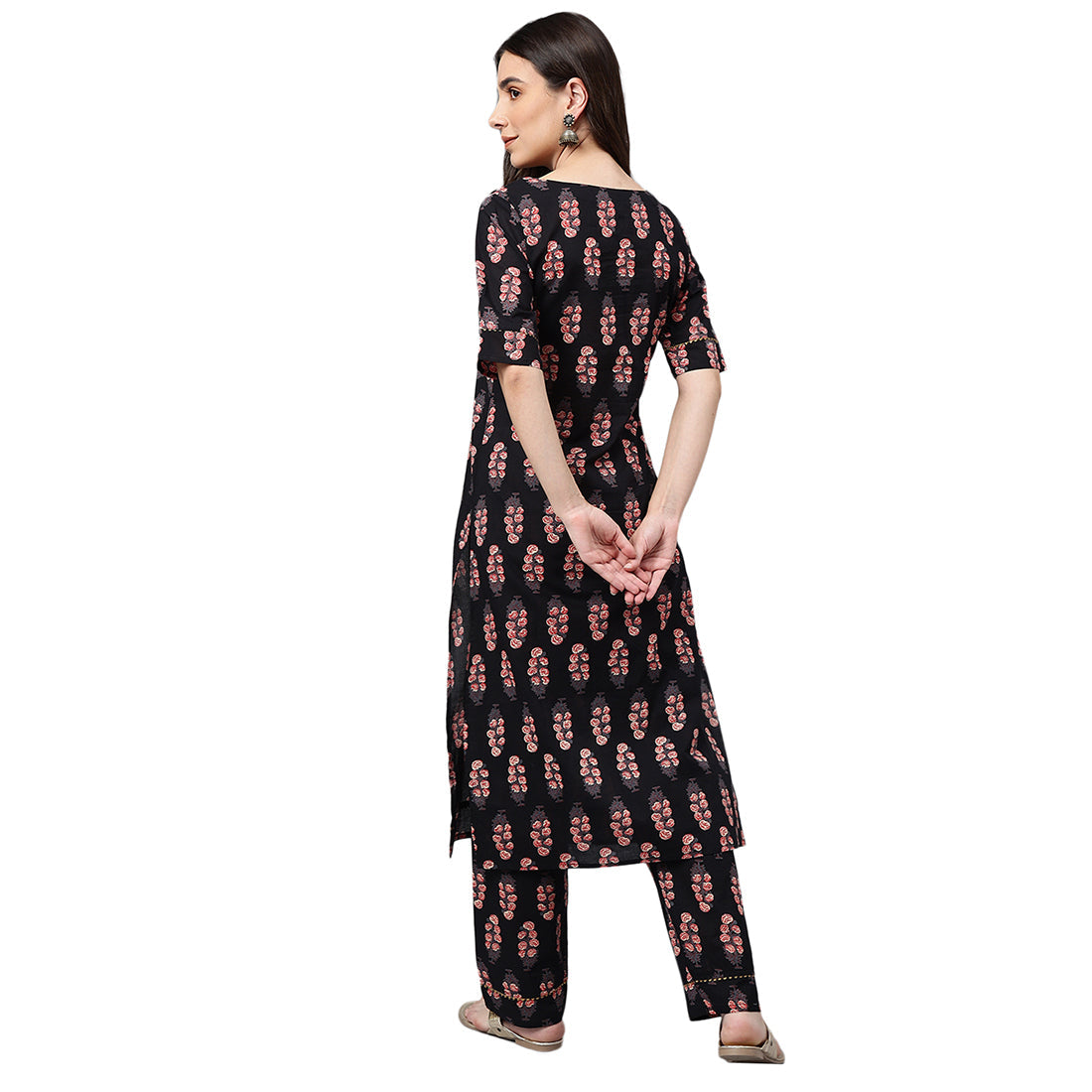 Idalia Black Printed Cotton Kurta Set