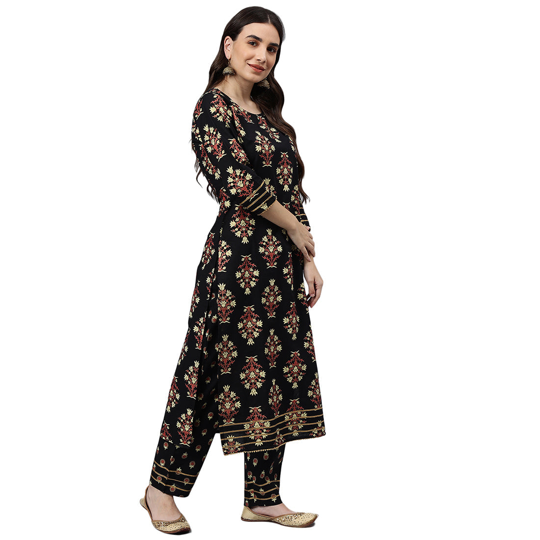 Idalia Black Printed Cotton Kurta Set