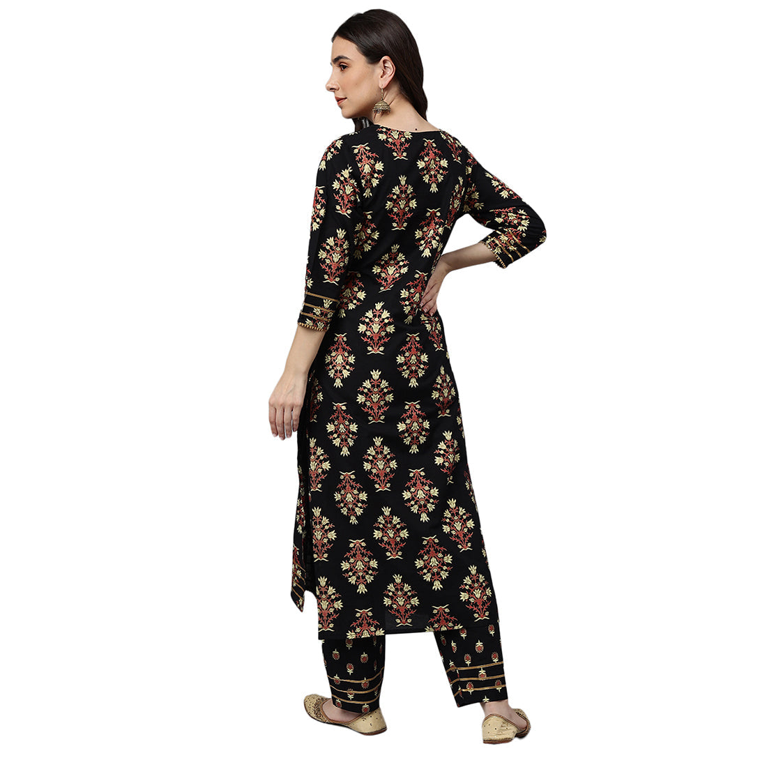 Idalia Black Printed Cotton Kurta Set