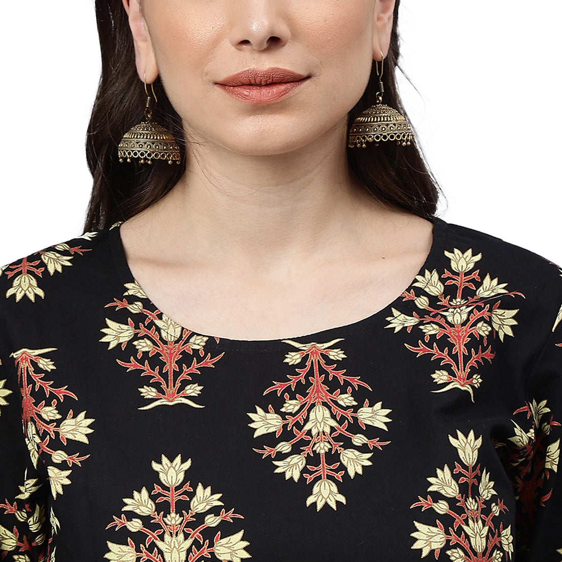 Idalia Black Printed Cotton Kurta Set
