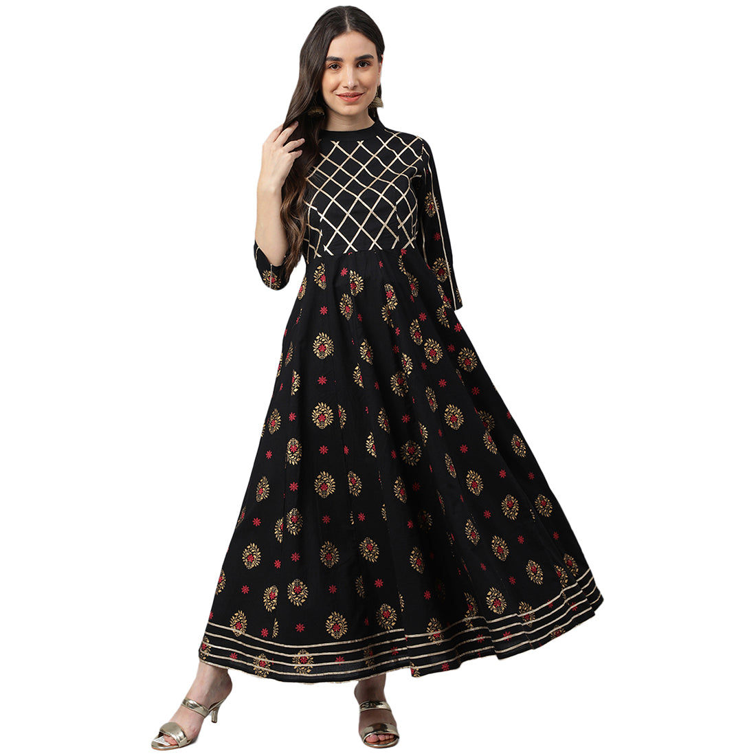 Idalia Gold Print Anarkali Kurta