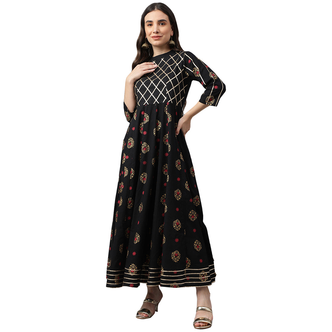 Idalia Gold Print Anarkali Kurta