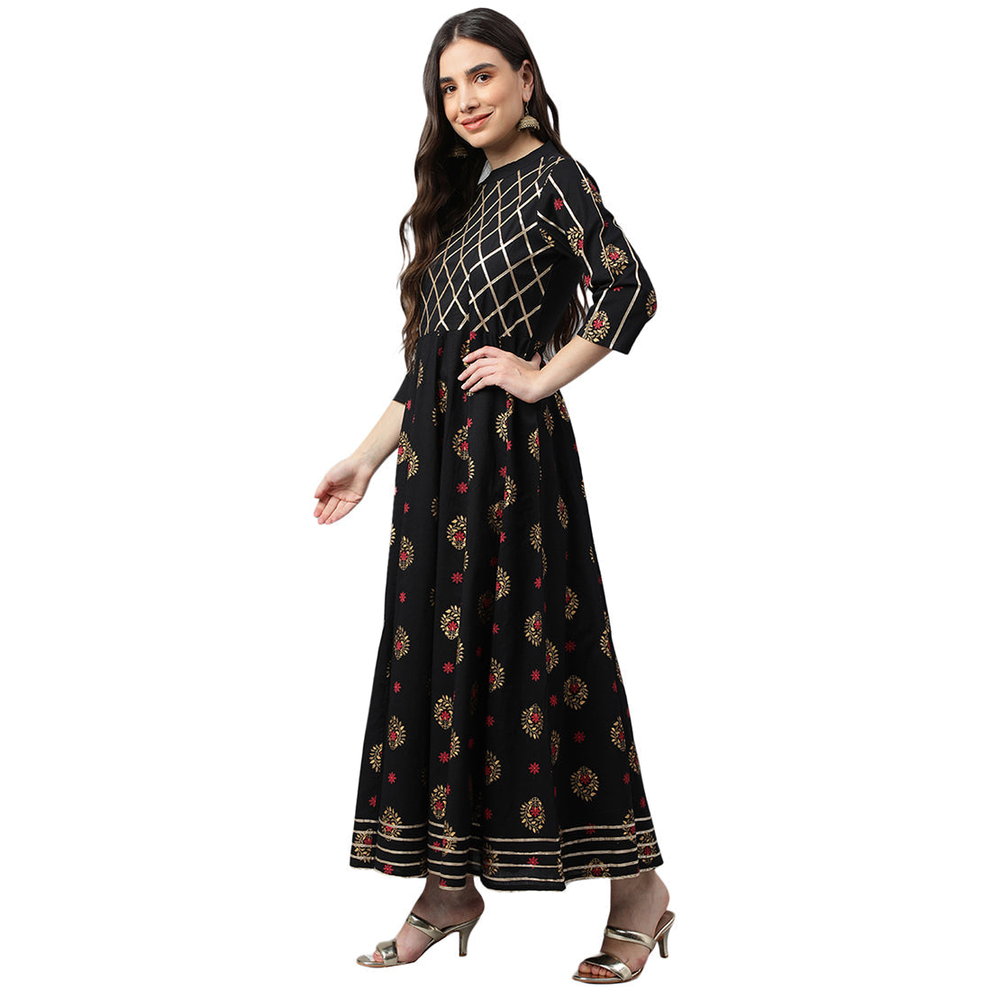 Idalia Gold Print Anarkali Kurta