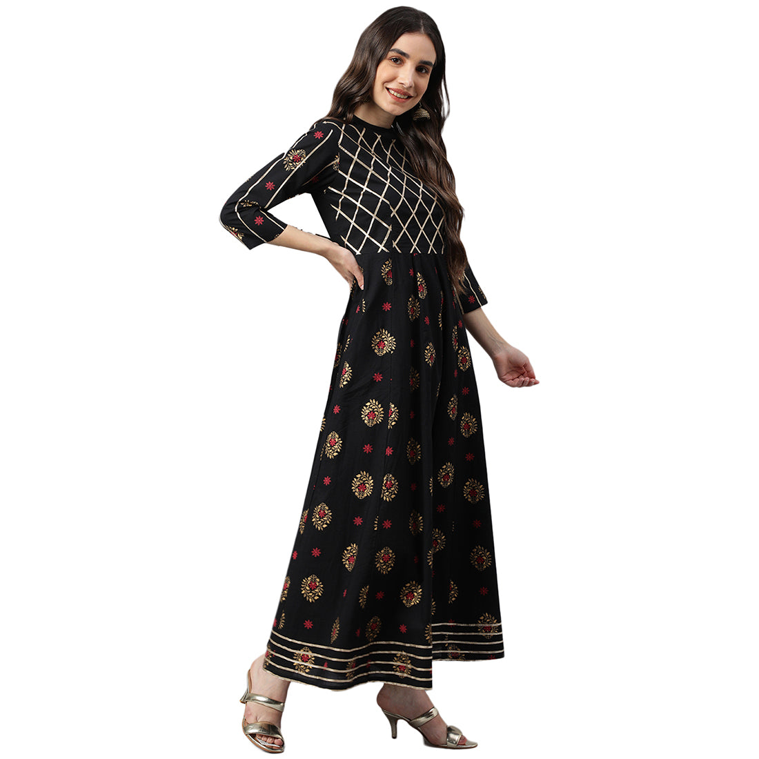 Idalia Gold Print Anarkali Kurta