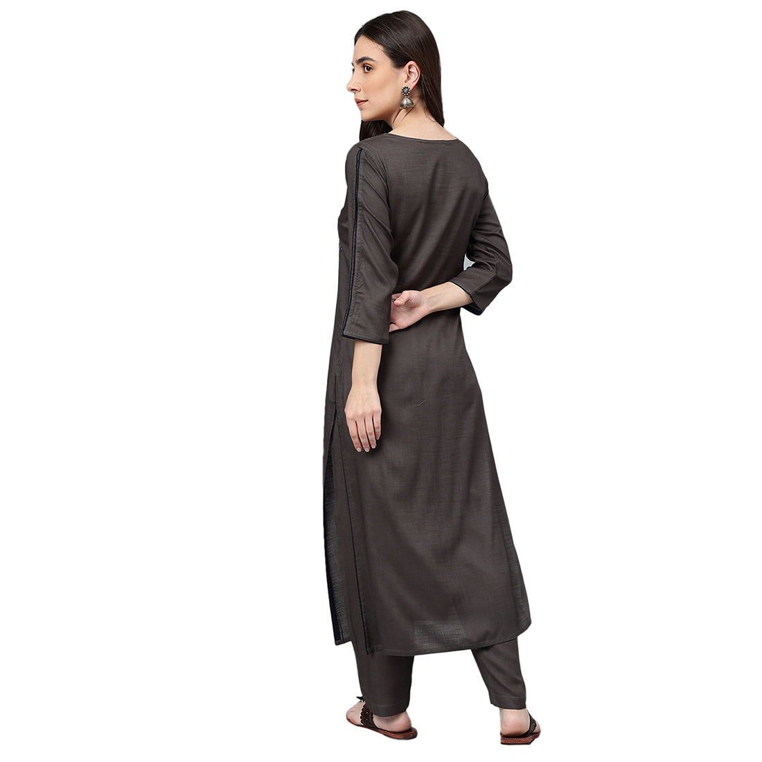 Idalia Grey Embroidered Kurta set