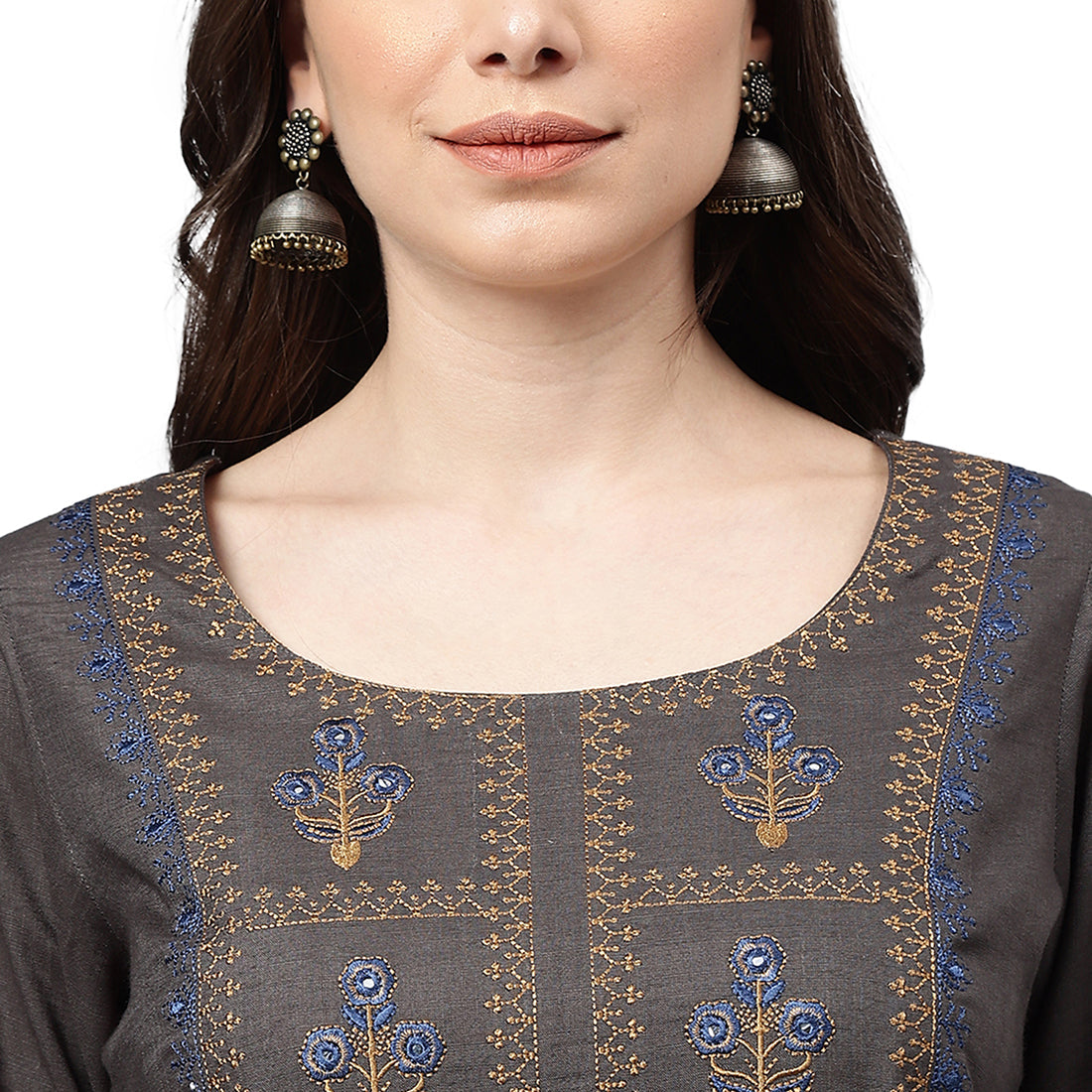 Idalia Grey Embroidered Kurta set