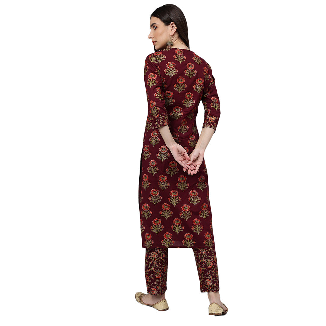 Idalia Maroon Gold Printed Kurta Set