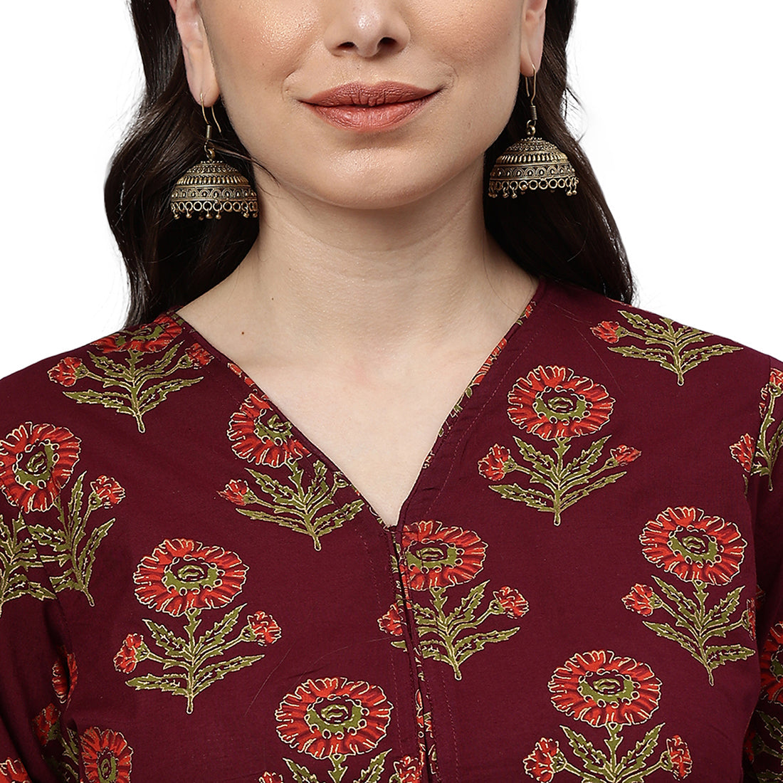 Idalia Maroon Gold Printed Kurta Set