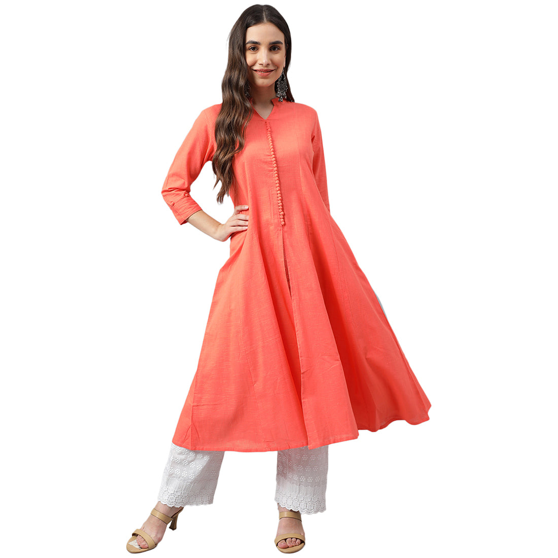 Idalia Women Peach-Coloured Anarkali Kurta