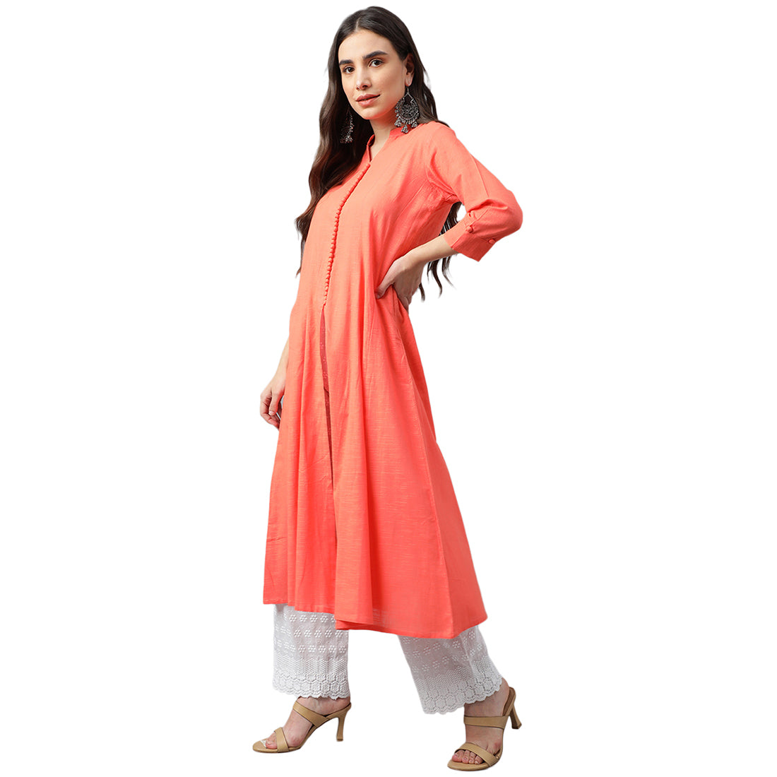Idalia Women Peach-Coloured Anarkali Kurta