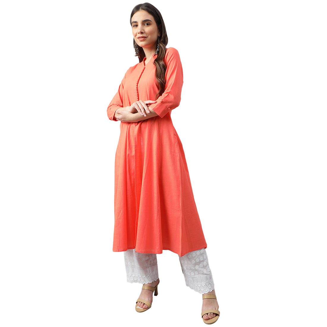 Idalia Women Peach-Coloured Anarkali Kurta