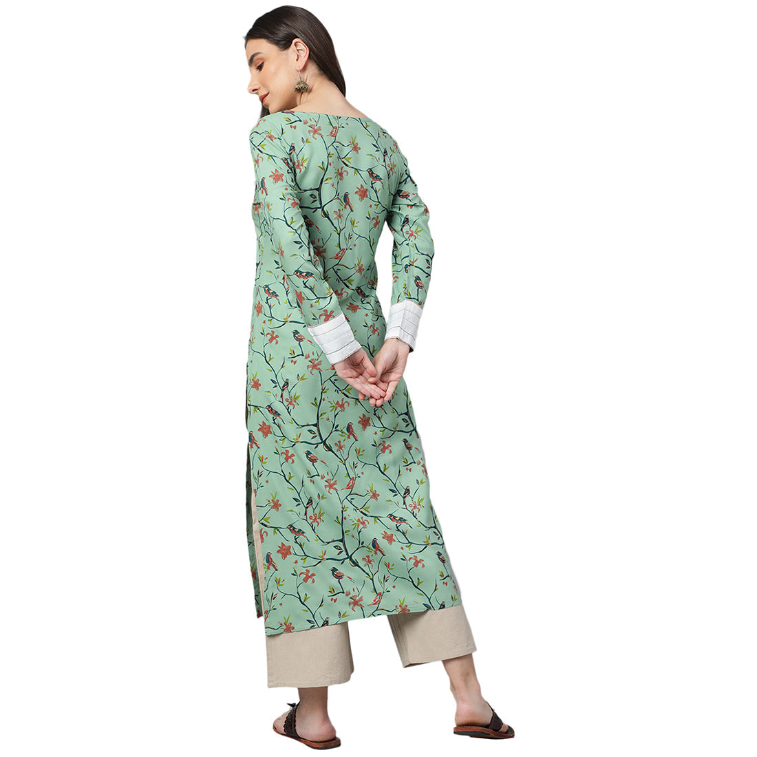 Idalia Multicolour Bird Print Rayon Kurta