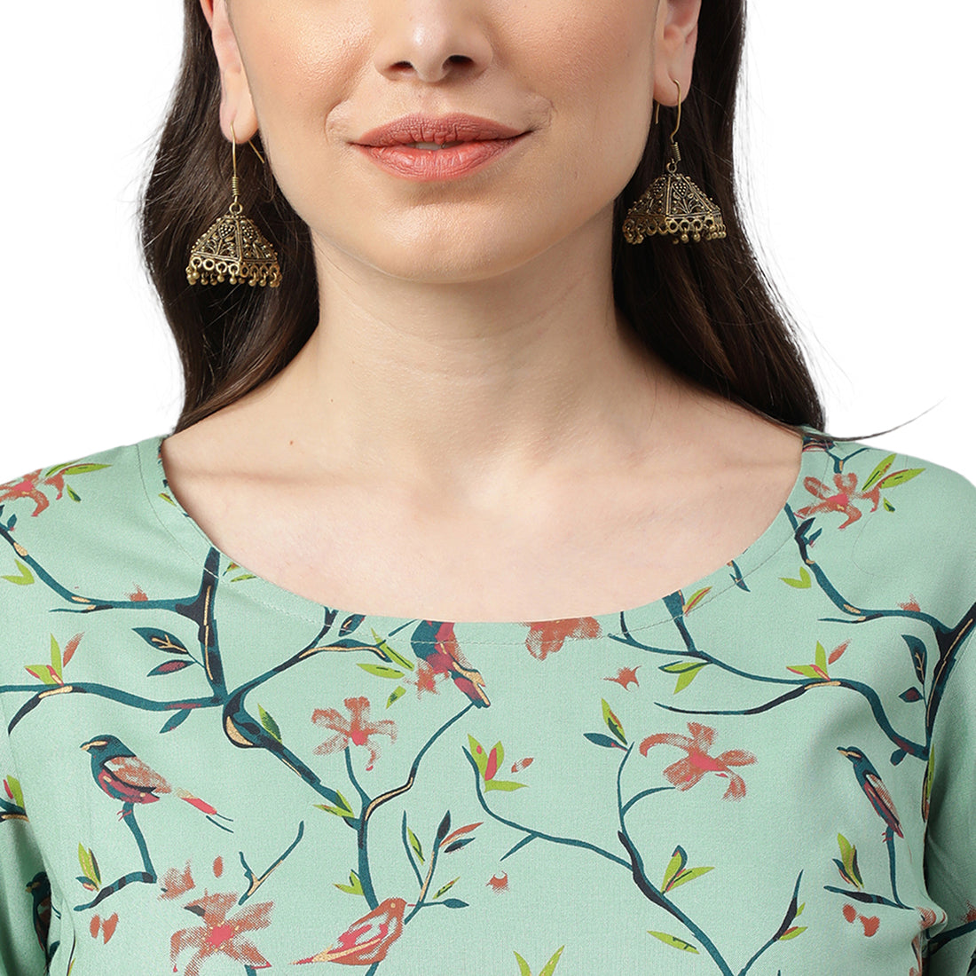 Idalia Multicolour Bird Print Rayon Kurta