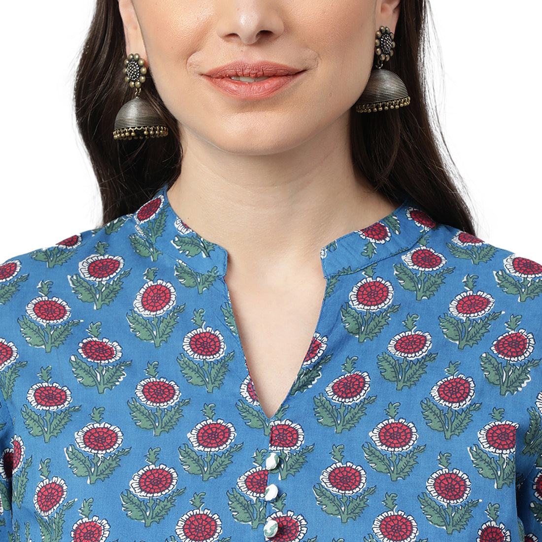 Idalia Royal Blue Printed Kurta With White Printed Palazzo Pants