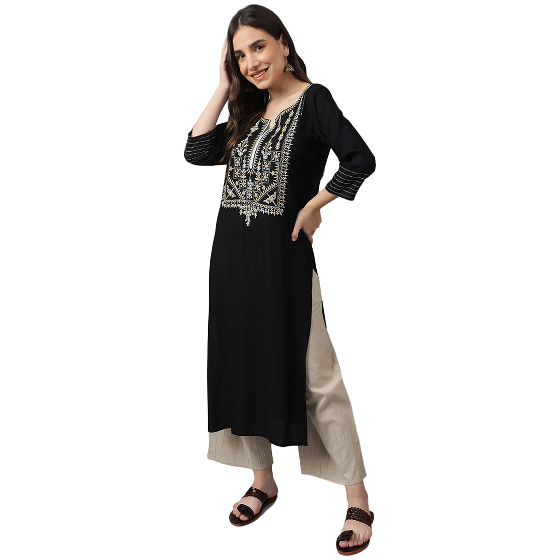 Idalia Black Embroidered Black Kurta