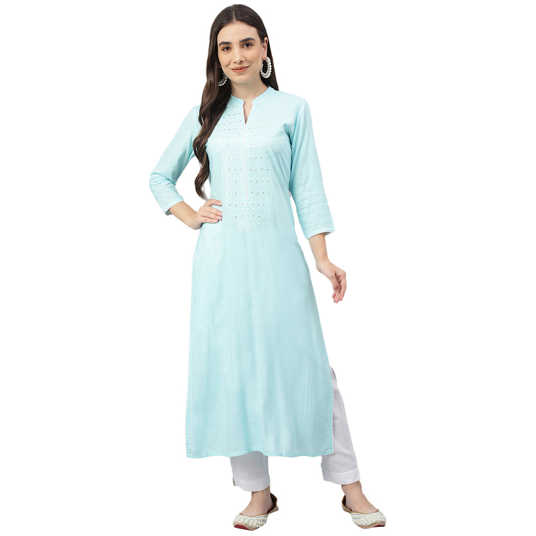 Idalia Sky Blue Embroidered Kurta