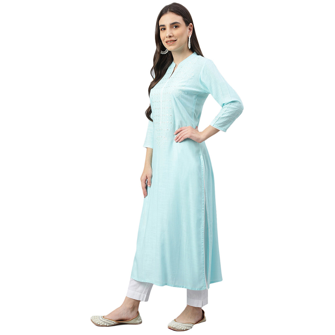 Idalia Sky Blue Embroidered Kurta