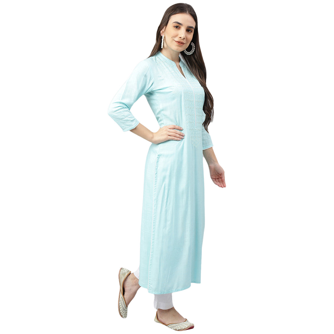 Idalia Sky Blue Embroidered Kurta