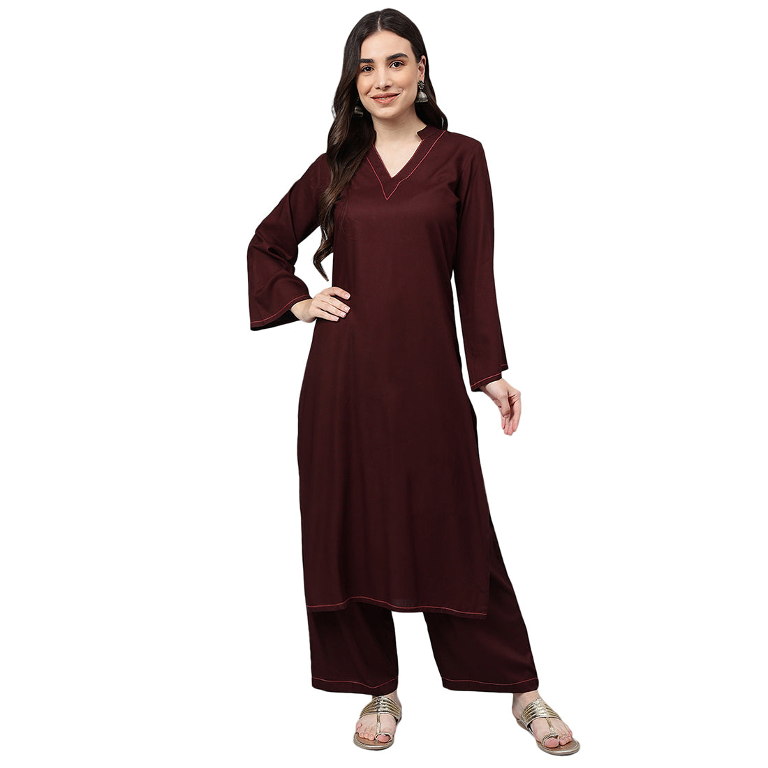 Idalia Solid Coffee Color Rayon Kurta Set